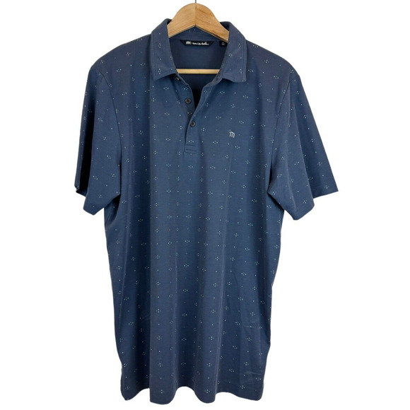 Travis Mathew Golf Polo Shirt Men's XL Blue Spots Stretch Pima Cotton Blend - Picture 1 of 5